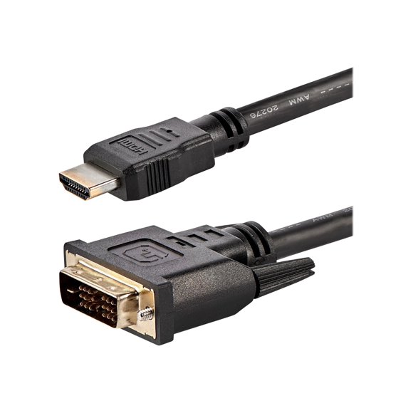 StarTech.com 6ft (1.8m) HDMI to DVI Cable, DVI-D to HDMI Display Cable (1920x1200p), 10 Pack, Black, 19 Pin HDMI Male to DVI-D Male Cable Adapter, Digital Monitor Cable, M/M, Single Link - DVI to HDMI Cord (HDMIDVIMM610PK) - Adapter cable - HDMI male to DVI-D male - 6 ft - shielded - black - passive, 1920 x 1200 (WUXGA) support, bi-directional (pack of 10)