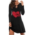 thumbnail image 1 of Qertyioot Cadeau de la Saint-Valentin! Imprimé Saint-Valentin pour Femmes Mode Décontractée Robe Pull à Manches Longues Col Rond, 1 of 4