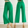 thumbnail image 2 of SMihono Deals Women's Loose High Waist Wide Leg Pants Workout Out Modert Casual Trousers Yoga Gym Pants Relaxed Fit Lightweight Cropped Pants Full Length Pants Women's Sweatpants Green 14, 2 of 9