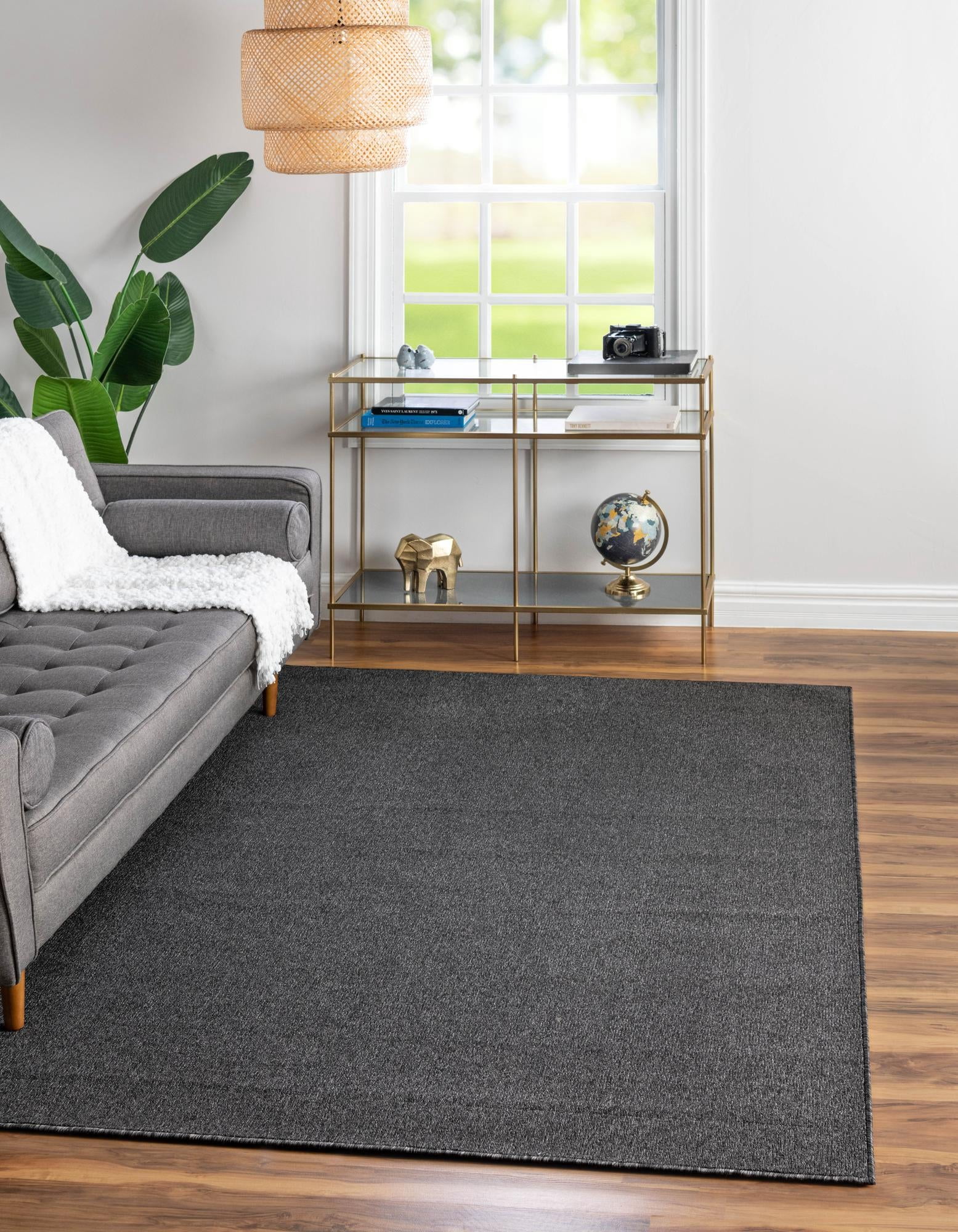 Rugs.com Everyday Solid Collection Rug – 5' x 8' Charcoal Medium Rug ...