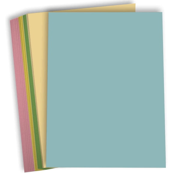 Hamilco Colored Cardstock Scrapbook Paper Vellum 67lb cover 8.5" x 11" Assorted Colors Card Stock 5 Colors - Total 50 Sheets