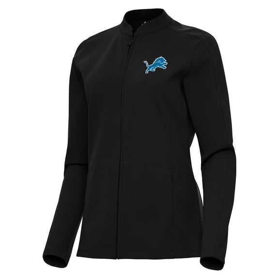 Women's Antigua  Black Detroit Lions Regard Full-Zip Jacket