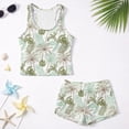 thumbnail image 5 of COEQINE Girls Two Piece Tankini Swimsuit Racerback Bathing Suit with Chest Pad, Summer Hawaiian Swimwear with Boyshort for Kids 6-7 Years, for Water Play, Tropical Palm Leaf Monstera, 5 of 8