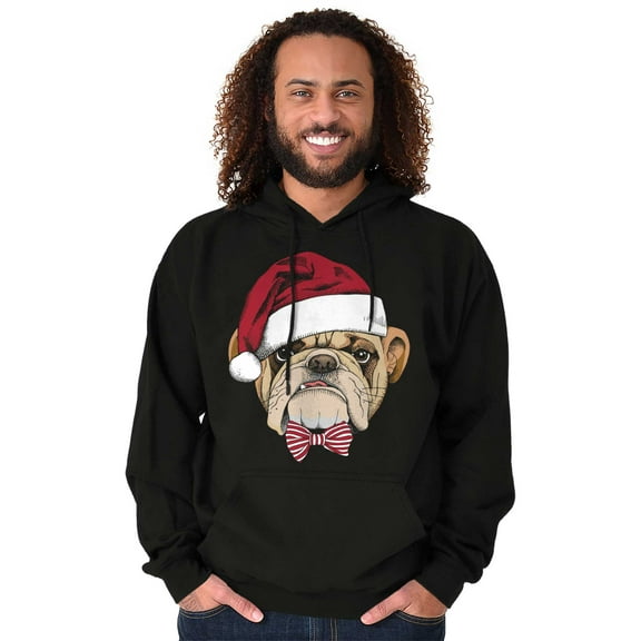 Cute Santa Pug Bulldog Christmas Hoodie Sweatshirt Women Men Brisco Brands S