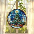 thumbnail image 3 of Stained Glass Christmas Tree Window Hanging Decoration, Festive Holiday Ornament Wall Art for Home, 3 of 5