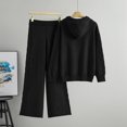thumbnail image 4 of Maqroz Womens Two Piece Lounge Sets Cable Knit Pullover Hoodie Sweaters Wide Leg Pants Matching Outfit Casual Streetwear Winter Warm Outfits, 4 of 7