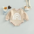 thumbnail image 2 of Bagilaanoe Newborn Baby Girl Boy Romper Sweatshirt Long Sleeve Bodysuit Rainbow Print Pullover 3M 6M 12M 18M Fall Tops Tee, 2 of 7