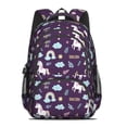thumbnail image 2 of Unicorn and Rainbow Purple Pattern Backpack for School, Cute School Bag with Adjustable Shoulder Straps and Padded Back, 16.9"x12.6"x5.9", 2 of 5