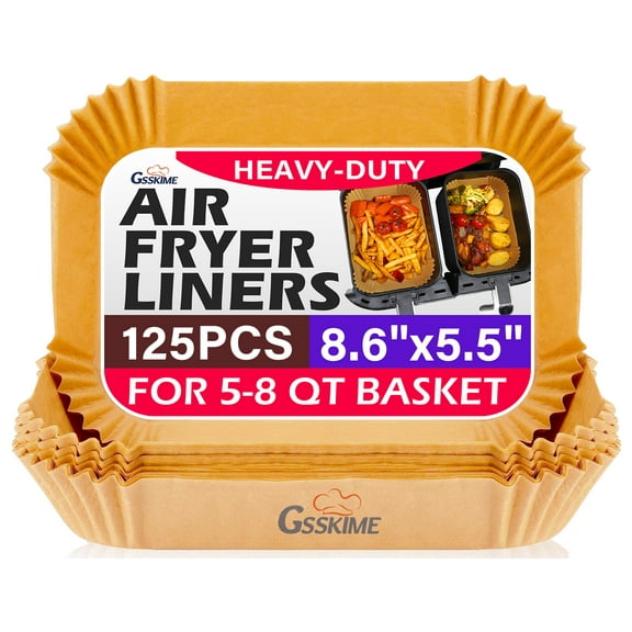 GSSKIME 125 Count Air Fryer Liner Disposable Rectangular, Natural Oil-Proof Parchment paper for Ninja 2-Basket Air Fryer DZ201, DZ401, FG551,DZ071