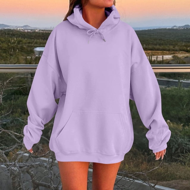 IMENGL Oversized Winter cotton hooded pullover sweatshirt, Purple 4XL, Size M-5XL
