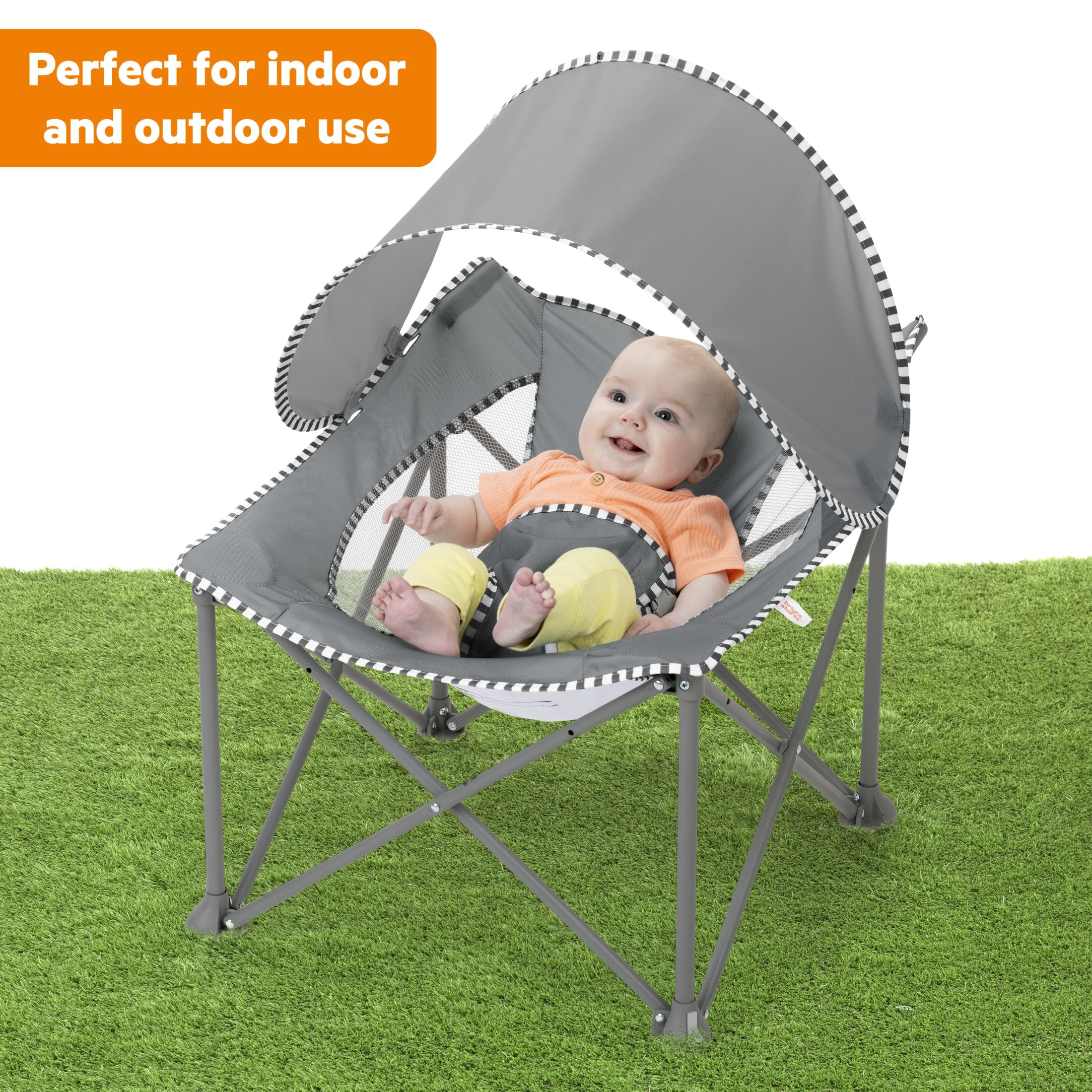 Bright Starts Pop 'N Chill Travel Seat, Grey, Newborn