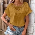 thumbnail image 2 of T-Shirts For Women Sevevn Fashion Women Summer Flare Sleeve Three Quarter Floral Lace Office Lady Blouse Tops, 2 of 4