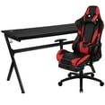 thumbnail image 2 of BizChair Gaming Desk and Red Footrest Reclining Gaming Chair Set - Cup Holder/Headphone Hook/Removable Mouse Pad Top/Wire Management, 2 of 15
