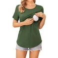 thumbnail image 5 of Ekouaer Women's Maternity Shirts Short Sleeves Nursing Tops 3 Pack Double Laye Breastfeeding Tees Pregnancy Clothes, 5 of 7