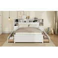 thumbnail image 2 of White Twin Storage Bed w/ Bookcase Headboard, 6 Drawers &amp; Charging Station - Wood Bedroom Furniture for Teens &amp; Adults. White, No Box Spring Needed., 2 of 14