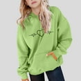 thumbnail image 4 of Spazoro Girls Hooded Sweatshirts, Soft & Comfy Love Print Fashion Long Sleeve Fall Winter Tops for Girls Green Size 5 T, 4 of 6