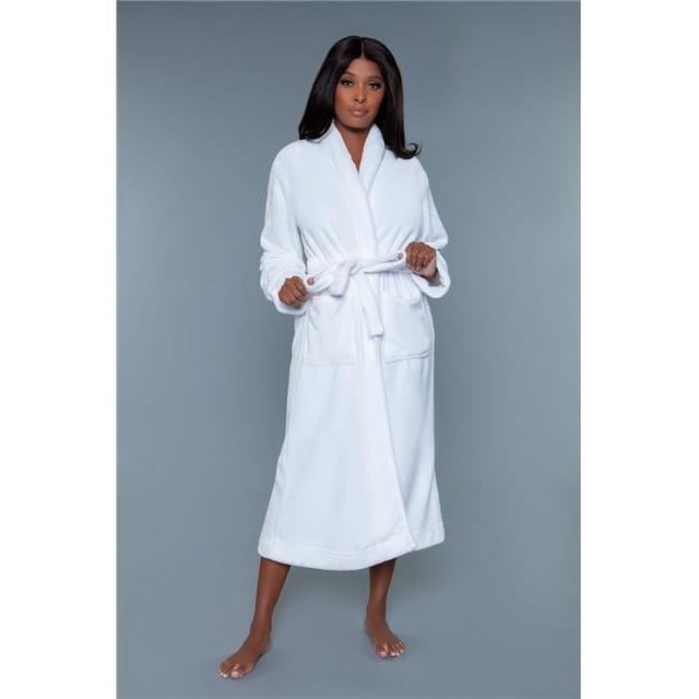 2260-WH-2X-3X Helena Full-Length Plush Robe, White - 2X & 3X