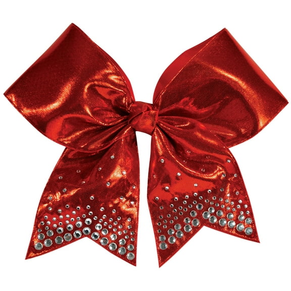 Chassé Girls' Metallic Rhinestone Performance Hair Bow Metallic Scarlet