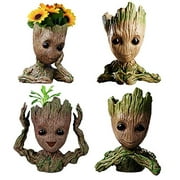 4 Styles Flowerpot Baby Groot Flower Pot Succulent Planter Pot Pencil Holder Office Party Ornament Christmas Birthday Gift (4 Styles)