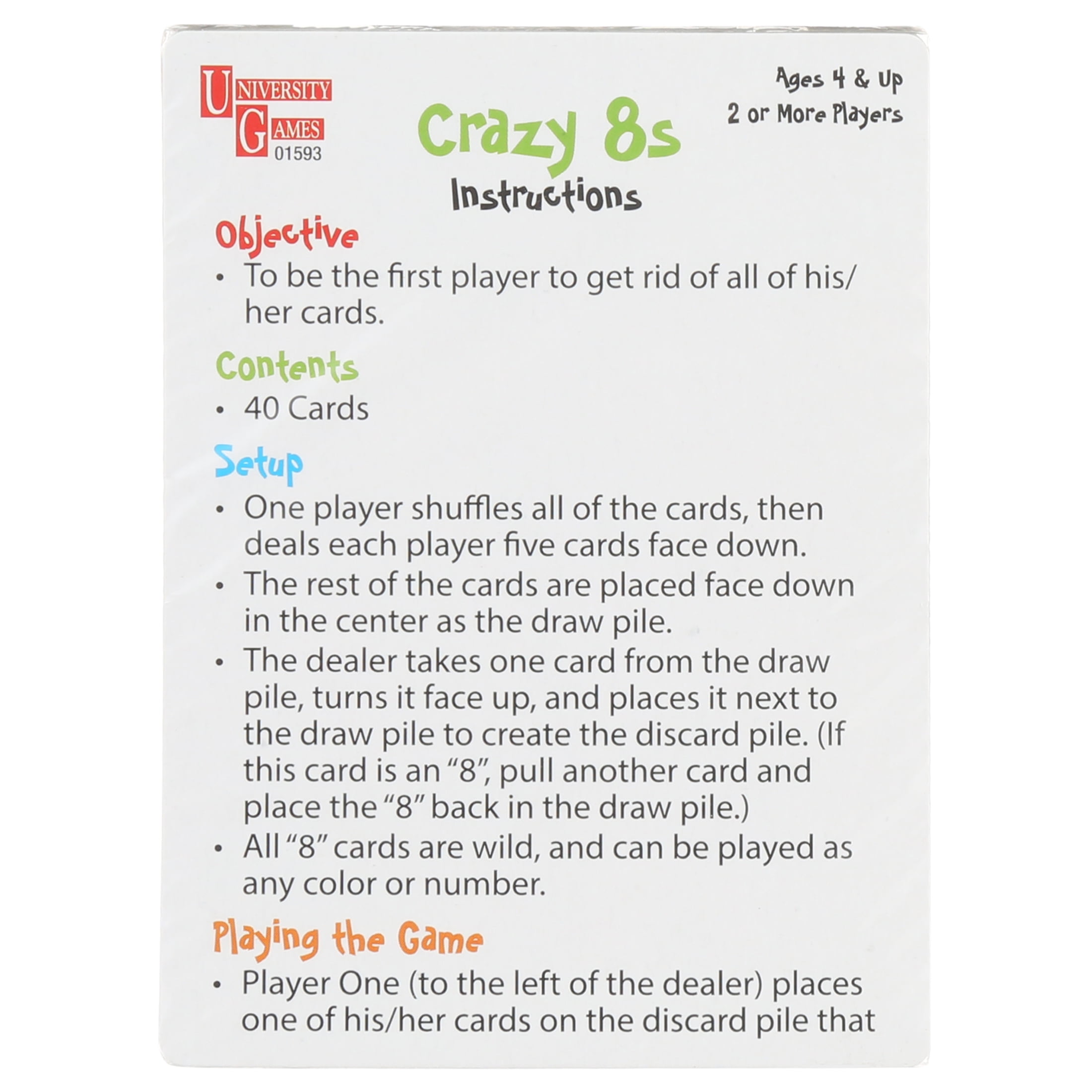 Fun a Ton Crazy 8's Card Game for Kids - The Game of Crazy 80s Kids Game  Toy - Colorful Design - Great for Children Ages 6 & Up. Cards Size 4.7 x
