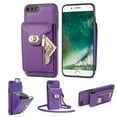thumbnail image 1 of Feishell for iPhone 8 Plus/7 Plus Crossbody Zipper Wallet Phone Case,Premium PU Leather Kickstand Metal Buckle Credit Card Slots Shockproof Purse Phone Case with Detachable Shoulder Strap,Purple, 1 of 13
