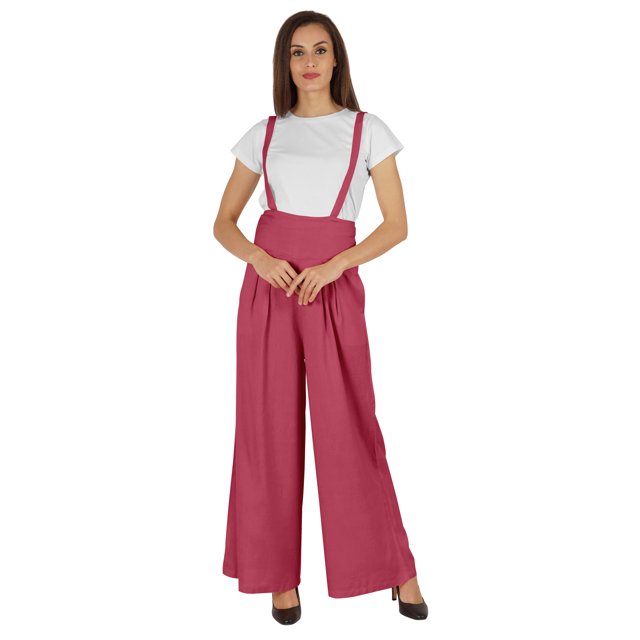 Bimba Stylish Solid Dungaree For Womens Adjustable Strap Loose Rayon Romper Pants