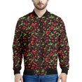 thumbnail image 3 of Chaquetas con cremallera y estampado de cerezas y frutas de dibujos animados para hombre, sudadera con estampado 3D a la moda, chaqueta bomber informal de calle, abrigo de manga larga, 3 of 5