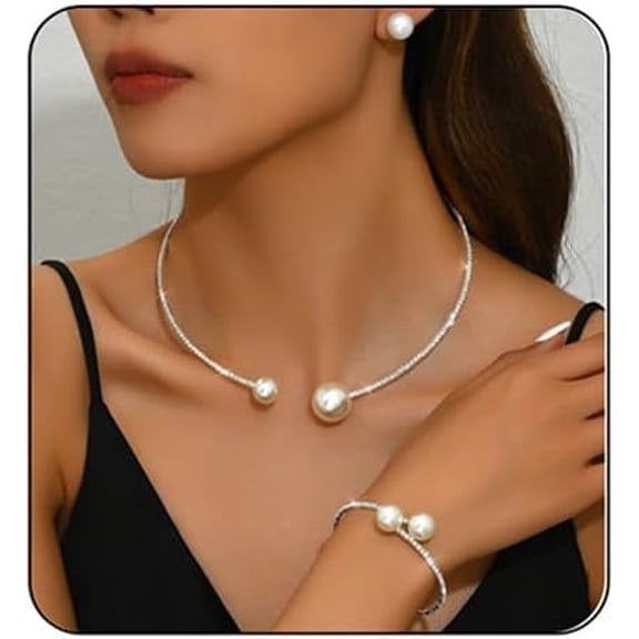 Vintage Rhinestone Bridal Jewelry Sets, Wedding Prom Earrings Necklace Bracelet Set Fashion Zircon Bride Jewelry Dress Accessories for Women