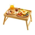 thumbnail image 5 of OIUR Bamboo Bed Tray Table with Folding Legs Wooden Drawing Breakfast Eating Snack Serving Tray Laptop Computer Collapsible Bed Sofa Desk, 5 of 7