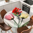 thumbnail image 2 of Colorful Tulips Round Fitted Table Cover Abstract Flowers Vintage Waterproof Table Cloth with Elastic Edge Wipeable Tablecloth for Picnic Camping Party Fits 55"-60" Diameter, 2 of 8