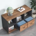 thumbnail image 3 of Tribesigns Mobile Lateral File Cabinets with 2 Drawers and 4 Storage Cubes (Brown and Black), 3 of 5