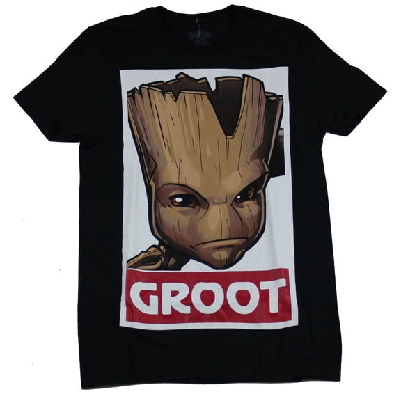 Guardians of the Galaxy Mens T-Shirt - Groot Mad Face Poster Style Image