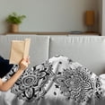 thumbnail image 3 of Ethnic Soft Flannel Fleece Throw Blanket, South Art Inspired Design Elements Floral and Geometrical Style Ornamental, Cozy Plush for Indoor and Outdoor Use, 60" x 80", White Black, by Ambesonne, 3 of 5