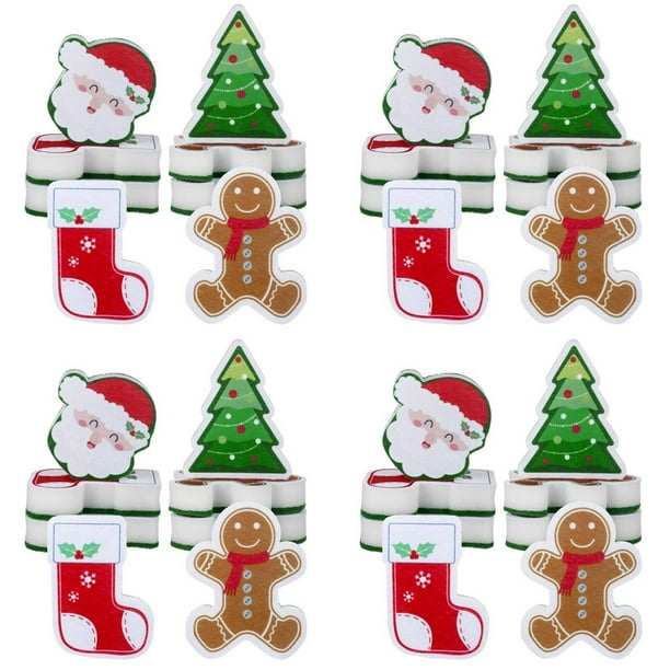 32 Esponjas Navideñas de Cocina, Esponjas de Doble Cara para Lavar Platos, Papá , Árbol de Navidad, Hombre de Jengibre