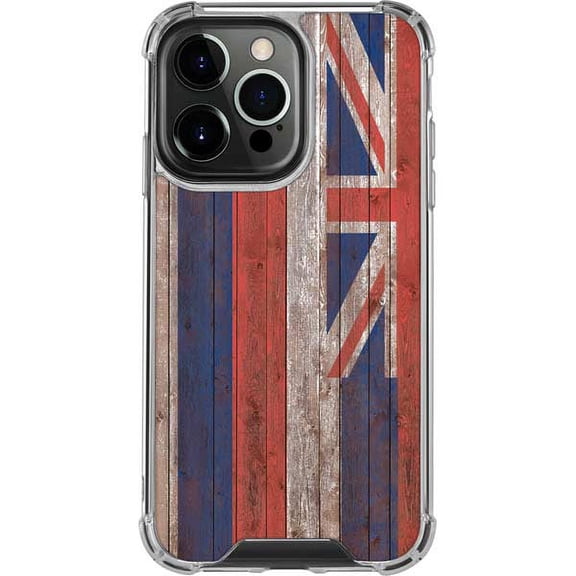 Skinit Countries of the World Hawaiian Flag Dark Wood iPhone 13 Pro Clear Case