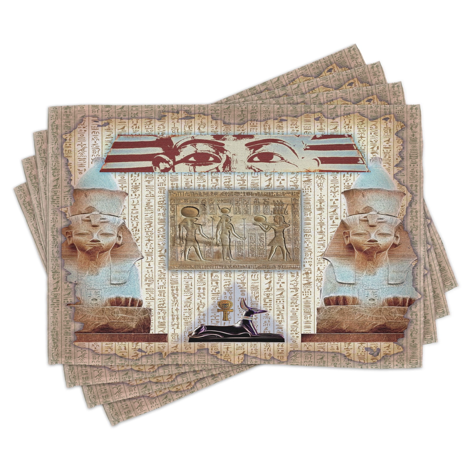 Egypt Placemats Set of 4 Eastern Heritage Ancient Egyptian Pharaoh