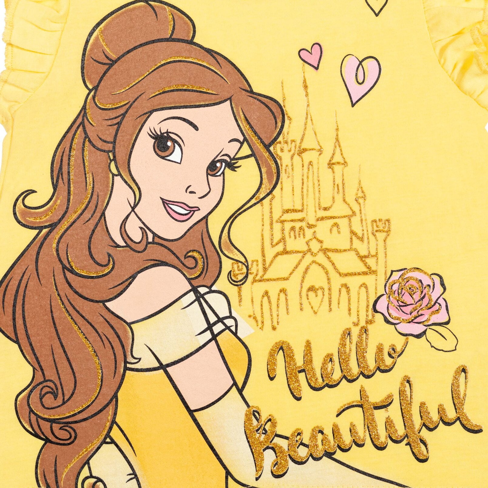 Disney Princess Belle Toddler Girls T-Shirt and French Terry Shorts Outfit Set Infant to Big Kid