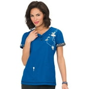 Clearance koi by tokidoki Women's Katrina V-Neck Outer Space Print Scrub Top X-Large Print