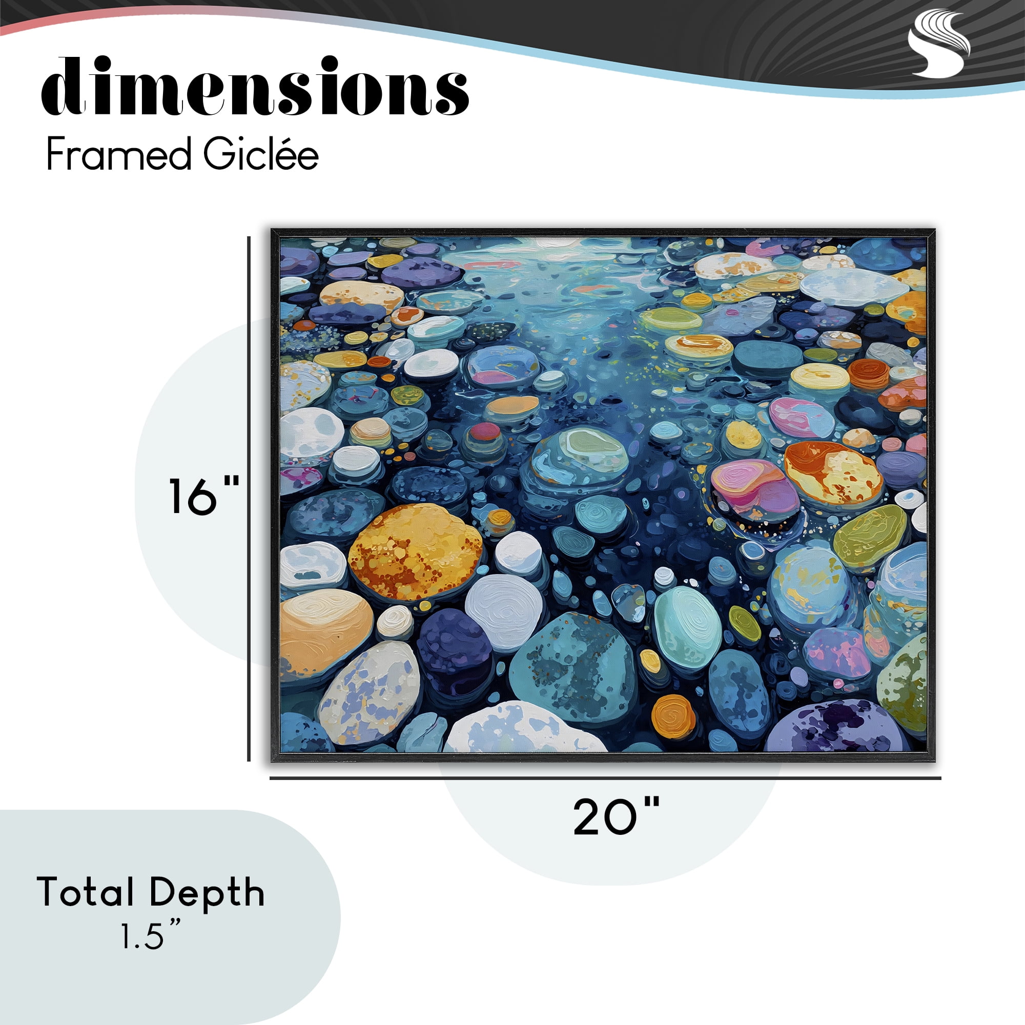 Stupell Industries Rainbow Rocks in River Black Framed Giclee Art, design by Franklyn Gregory