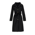 thumbnail image 3 of Fnooota Peacoats for Women 2024, Classic Lapel Belt Mid Length Wool Fall Overcoats Black Size XL, 3 of 6