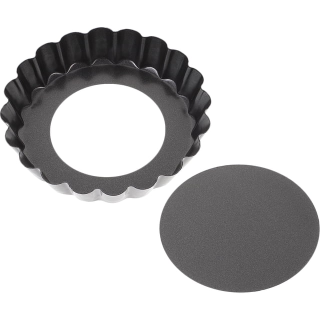 GAXIRE Desmontable Redondo Para Quiches En Acero Carbono Color Negro Para Hornear Fácilmente