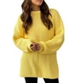 thumbnail image 5 of comerut O-Neck Long Sleeves Ribbed Trim Coarse Yarn Sweater Jumper Winter Solid Color Loose Warm Pullover Sweater Female Clothing, 5 of 8