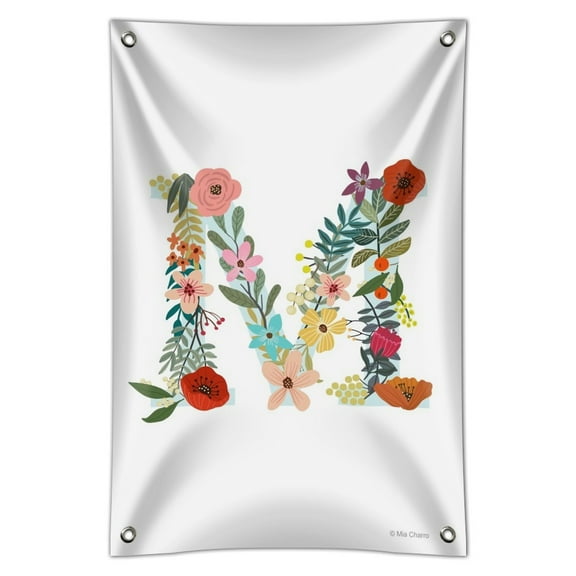 Letter M Floral Monogram Initial Home Business Office Sign