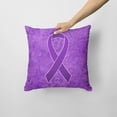 thumbnail image 2 of Purple Ribbon for Pancreatic and Leiomyosarcoma Cancer Awareness Fabric Decorative Pillow, 2 of 2