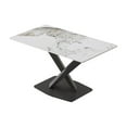 thumbnail image 4 of Modern 55" White Sintered Stone Dining Table, Black Metal X-Leg, Seats 6, Rectangular, Dining Room. Stain & Heat Resistant., 4 of 9