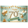 thumbnail image 2 of Elegant Design Happy Birthday Banner Colorful Balloons Golden Glitter Party Backdrop for 70th Celebration Event Decoration Indoor Party, 2 of 8