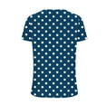 thumbnail image 5 of YeJammarp Cotton V Neck T Shirts Womens Loose Fit Elegant Retro Polka Dots Print Short Sleeve Casual Summer Tops (Small, Blue), 5 of 5