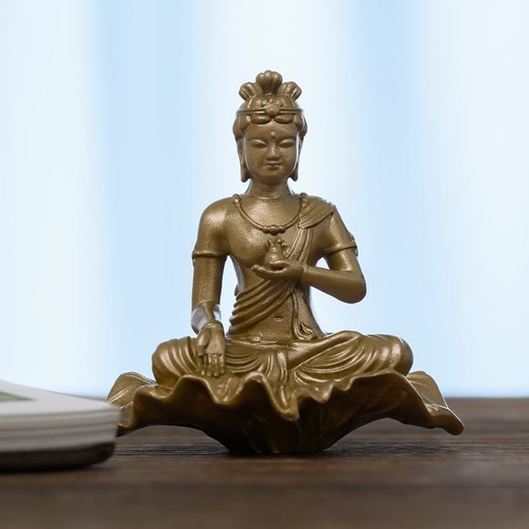 Brass Handmade Bingjieluo Deity Statue Vintage Craft Guardian Protection Spiritual Blessing Decor Gift Collectible Sculpture
