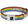 Buckle-Down Pet Collar, Dog Collar Metal Seatbelt Buckle, Equality Stripe Rainbow White, 9.5 to 13 Inches 1.0 Inch Wide