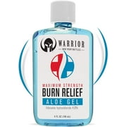 Warrior Burn Relief Gel for Skin – Made in USA Aloe with Aloe Vera Gel with Lidocaine 4% – Highly Effective for Sunburns, Minor Burns After Sun & Insect Bites Relief – Fragrance Free (4 FL OZ)